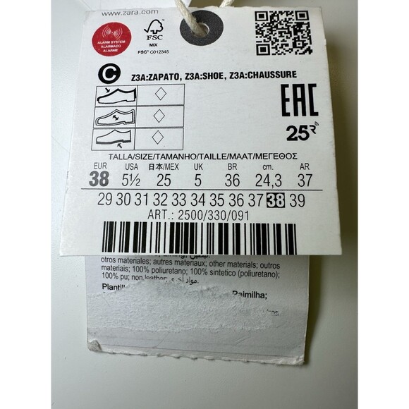 ZARA‎ Gold Mary Jane Ballet Flats Metallic Shoes Women US 7.5 EU 38 NEW - Picture 8 of 11